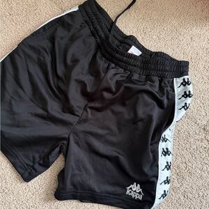 Kappa Black Shorts with White Logo Stripes